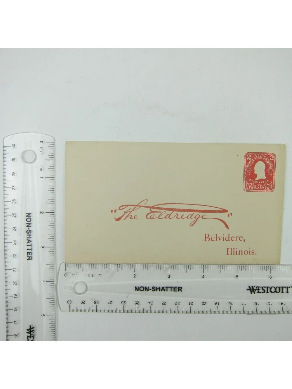 US Postal Stationery The Eldredge Belvidere Illinois 2 cent Washington Antique